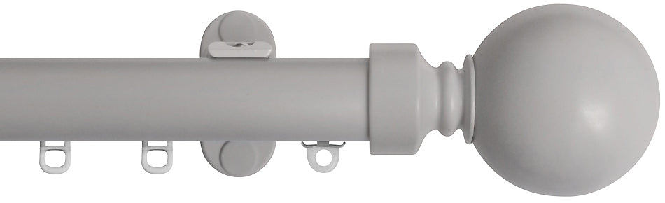 Renaissance 28mm Distinction Metal Curtain Pole, Shaded White, Sphere