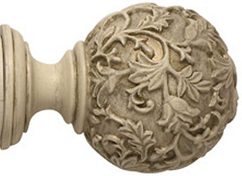 Modern Country 45mm, 55mm Floral Ball Finial, Brushed Cream