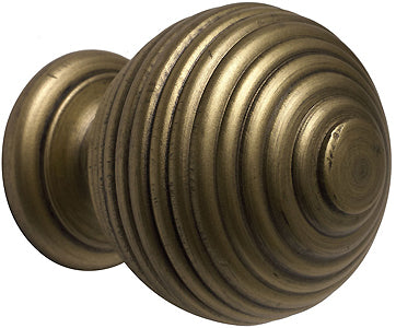 Modern Country 45mm, 55mm Ribbed Ball Finial, Gold Black