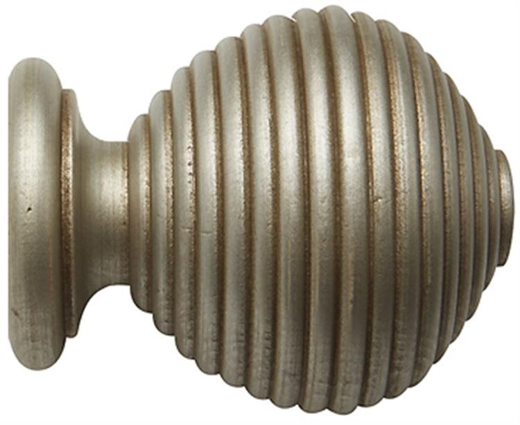 Modern Country 45mm, 55mm Ribbed Ball Finial, Satin Silver