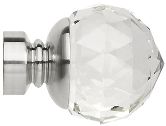 Neo Premium 35mm Clear Faceted Ball Finial Only Stainless Steel