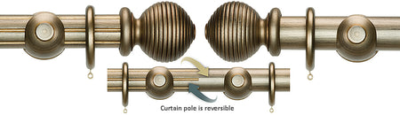 Renaissance Duet 50mm Wood Curtain Pole, Byzantine Bronze, Beehive