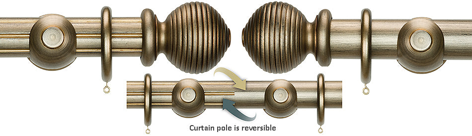 Renaissance Duet 50mm Wood Curtain Pole, Byzantine Bronze, Beehive