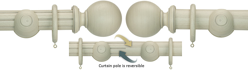 Renaissance Duet 50mm Wood Curtain Pole, Travertine, Ball