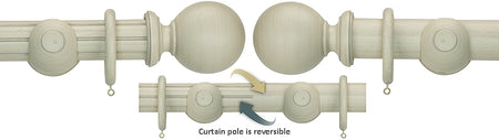 Renaissance Duet 50mm Wood Curtain Pole, Travertine, Ball