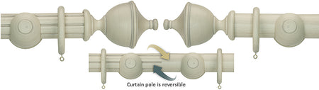 Renaissance Duet 50mm Wood Curtain Pole, Travertine, Urn