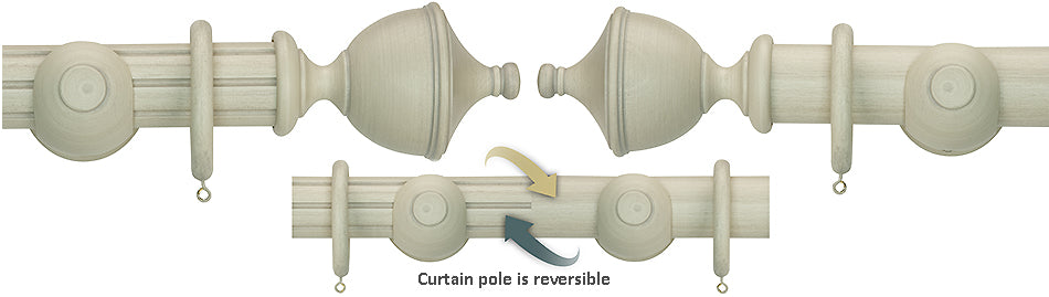 Renaissance Duet 50mm Wood Curtain Pole, Travertine, Urn