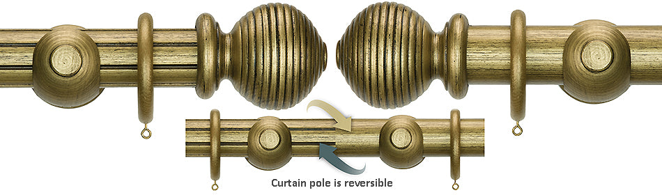 Renaissance Duet 50mm Wood Curtain Pole, Venetian Gold, Beehive