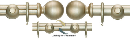 Renaissance Duet 50mm Wood Curtain Pole, Dutch Silver, Ball