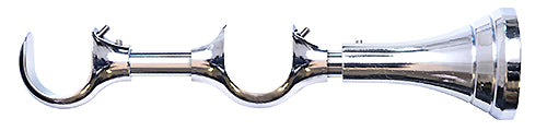 Renaissance 28mm Double Extendable Cup Curtain Pole Bracket, Polished Silver