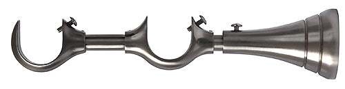 Renaissance 28mm Double Extendable Cup Curtain Pole Bracket, Brushed Nickel