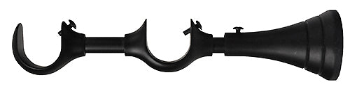 Renaissance 28mm Double Extendable Cup Curtain Pole Bracket, Matt Black