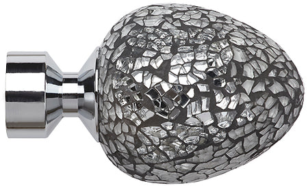 Speedy Poles Apart 28mm Finials only, Chrome, Alexia Silver Mirror