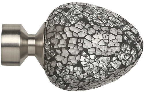 Speedy Poles Apart 28mm Finials only, Satin Silver, Alexia Silver Mirror