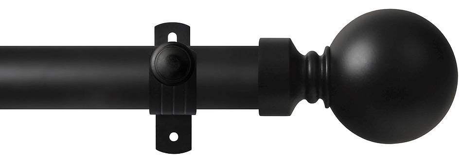 Renaissance Orbit 28mm Metal Eyelet Curtain Pole Black, Ball