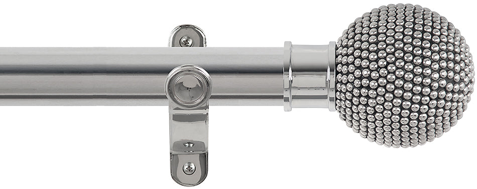 Renaissance Spectrum 35mm Eyelet Curtain Pole Polished Silver, Studded Ball