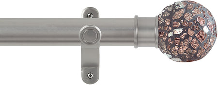 Renaissance Spectrum 35mm Eyelet Curtain Pole Titanium, Rose Mosaic Ball