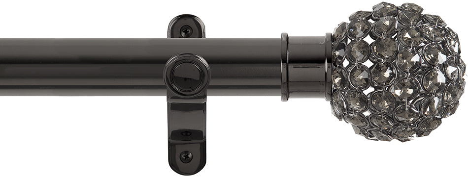 Renaissance Spectrum 35mm Eyelet Curtain Pole Black Nickel, Smoked Crystal Beads
