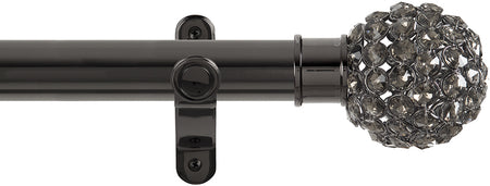 Renaissance Spectrum 35mm Eyelet Curtain Pole Black Nickel, Smoked Crystal Beads