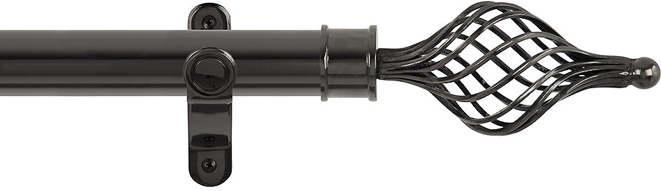 Renaissance Spectrum 35mm Eyelet Curtain Pole Black Nickel, Long Cage