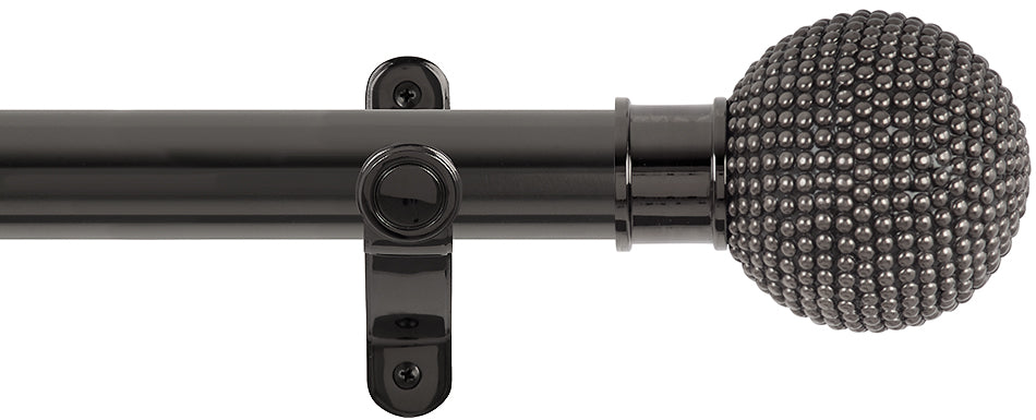 Renaissance Spectrum 35mm Eyelet Curtain Pole Black Nickel, Studded Ball