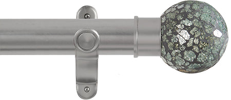 Renaissance Spectrum 50mm Eyelet Curtain Pole Titanium, Green Mosaic Ball