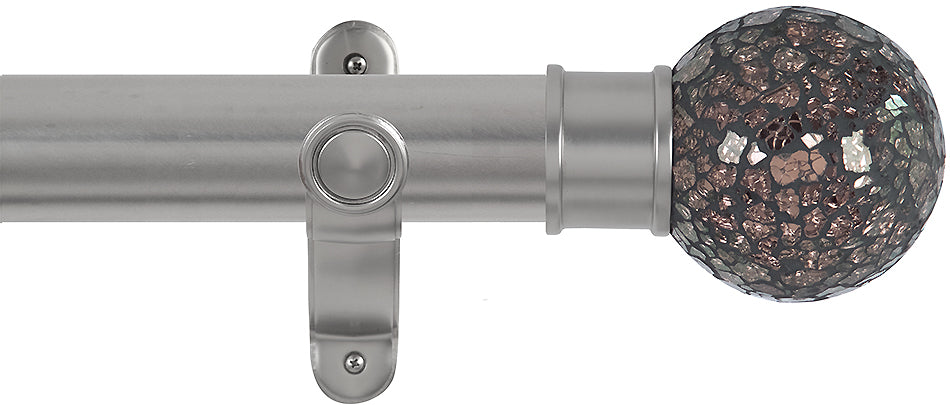Renaissance Spectrum 50mm Eyelet Curtain Pole Titanium, Rose Mosaic Ball