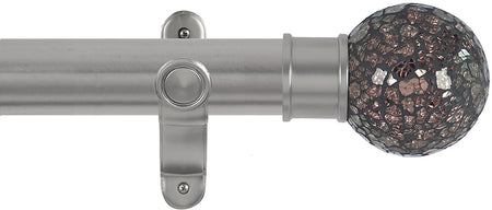 Renaissance Spectrum 50mm Eyelet Curtain Pole Titanium, Rose Mosaic Ball