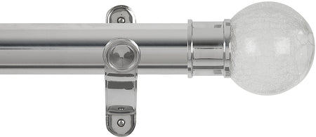 Renaissance Spectrum 50mm Eyelet Curtain Pole Polished Silver, Crackled Glass Ball