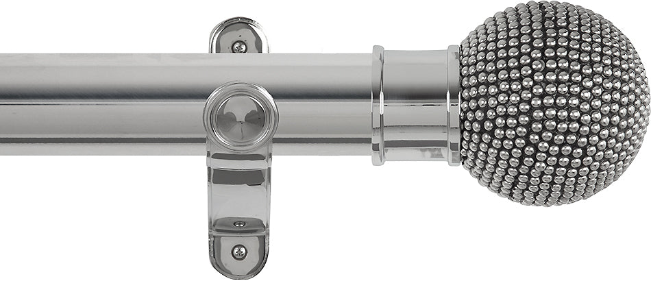 Renaissance Spectrum 50mm Eyelet Curtain Pole Polished Silver, Studded Ball
