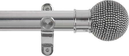 Renaissance Spectrum 50mm Eyelet Curtain Pole Polished Silver, Studded Ball