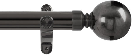 Renaissance Spectrum 50mm Eyelet Curtain Pole Black Nickel, Plain Ball