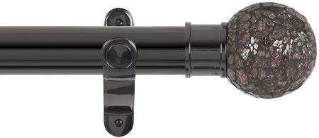 Renaissance Spectrum 50mm Eyelet Curtain Pole Black Nickel, Rose Mosaic Ball