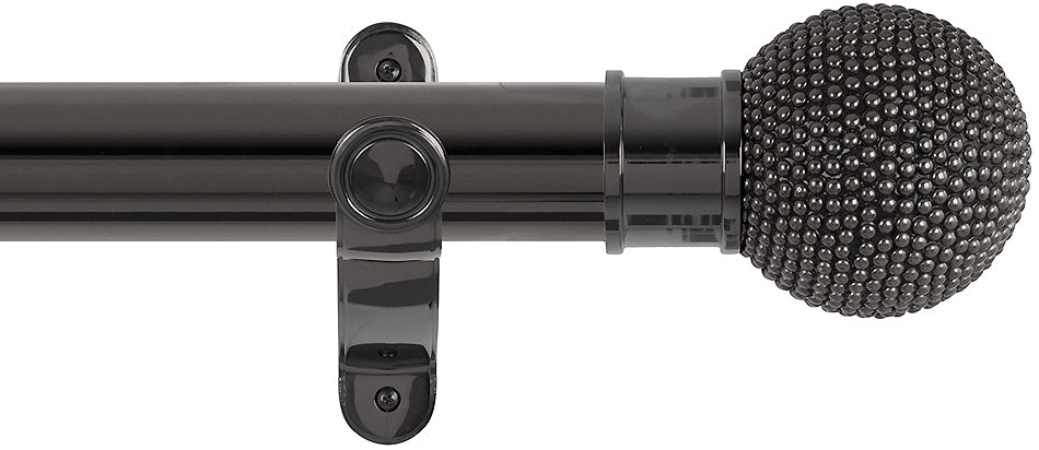 Renaissance Spectrum 50mm Eyelet Curtain Pole Black Nickel, Studded Ball