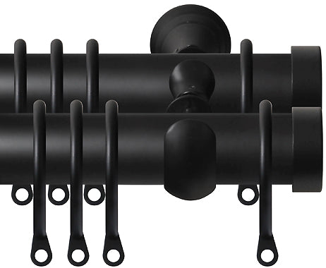 Renaissance 28mm Metal Double Curtain Pole Matt Black, Endcap