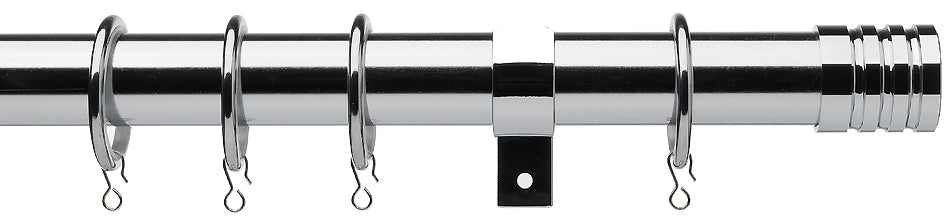 Universal 28mm Metal Curtain Pole Chrome Barrel