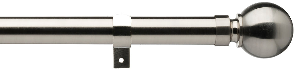 Universal 28mm Metal Eyelet Curtain Pole Satin Steel Ball