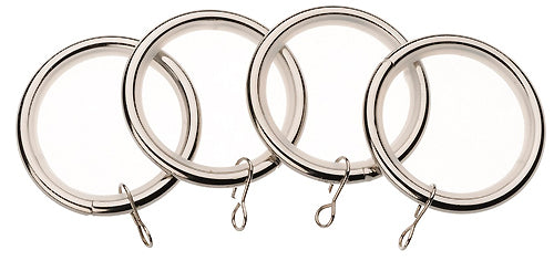 Universal 28mm Metal Curtain Pole Rings Satin Steel