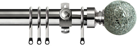 Renaissance Dimensions 28mm Adjustable Pole Polished Silver, Silver Mirror Mosaic