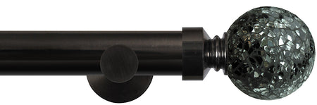 Renaissance Dimensions 28mm Contemp Eyelet Pole Black Nickel, Black Mirror Mosaic