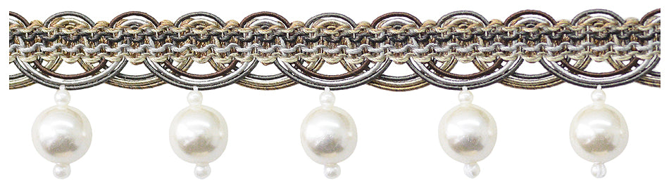 Jones Venice Pearl Fringe Trimming, Cocoa
