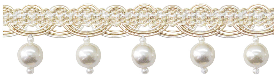 Jones Venice Pearl Fringe Trimming, Vanilla