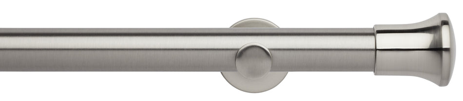 Neo 35mm Eyelet Curtain Pole, Stainless Steel, Trumpet Finial