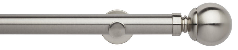 Neo 35mm Eyelet Curtain Pole, Stainless Steel, Ball Finial