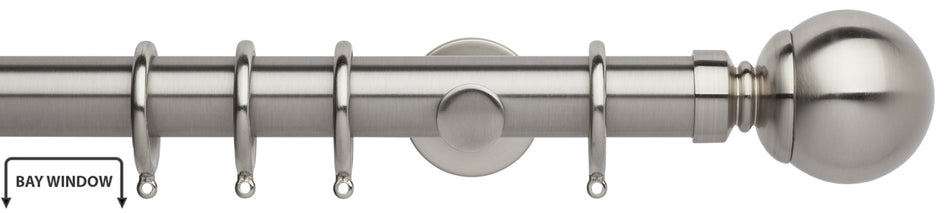Neo 35mm Bay Window Pole, Stainless Steel, Ball