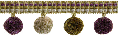 Hallis Highland Pom Pom Tassel Trimming Bramble