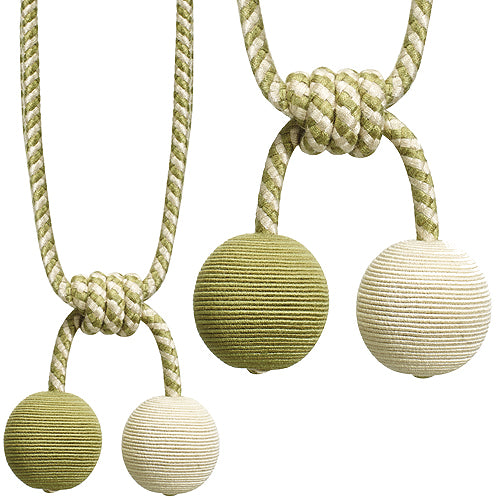 Hallis Jazz Ball Rope Tieback Green Linen
