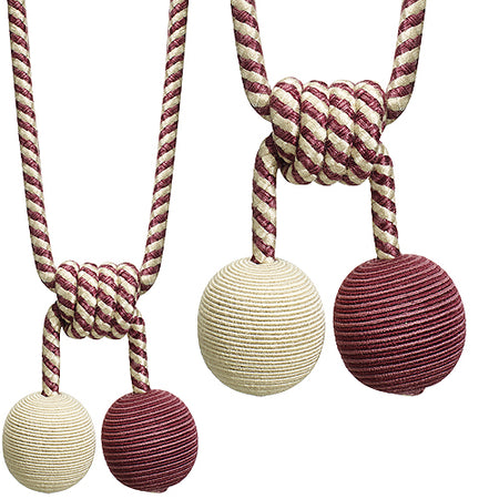 Hallis Jazz Ball Rope Tieback Aubergine Linen