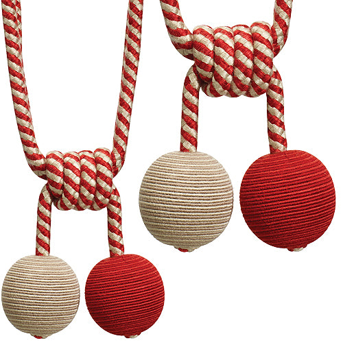 Hallis Jazz Ball Rope Tieback Red Linen