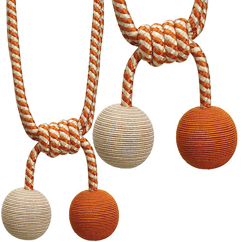 Hallis Jazz Ball Rope Tieback Orange Linen